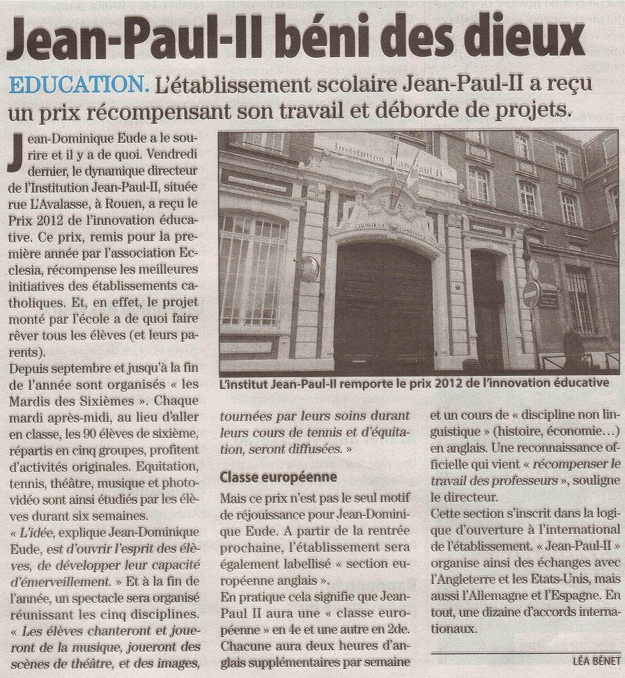 Institution Jean-Paul II Européenne Anglais